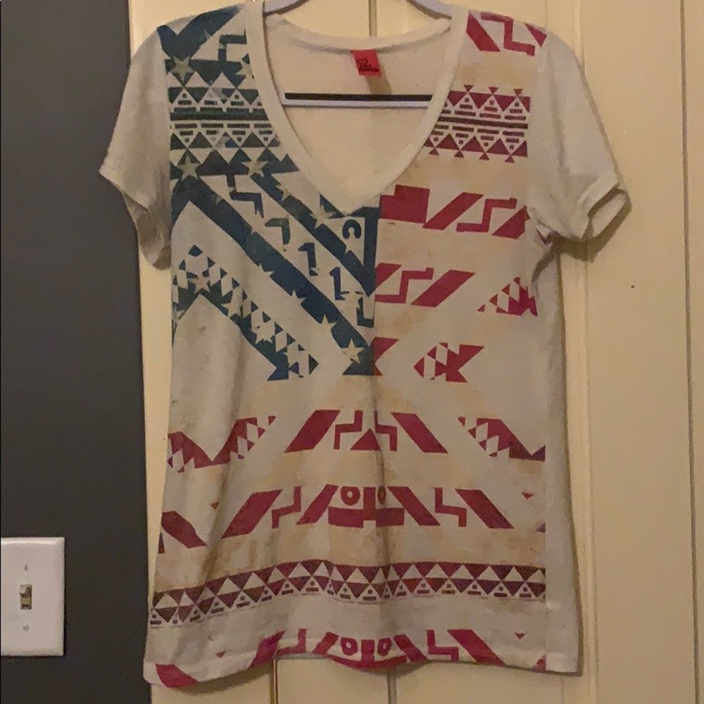 Red, White, Blue pattern top
